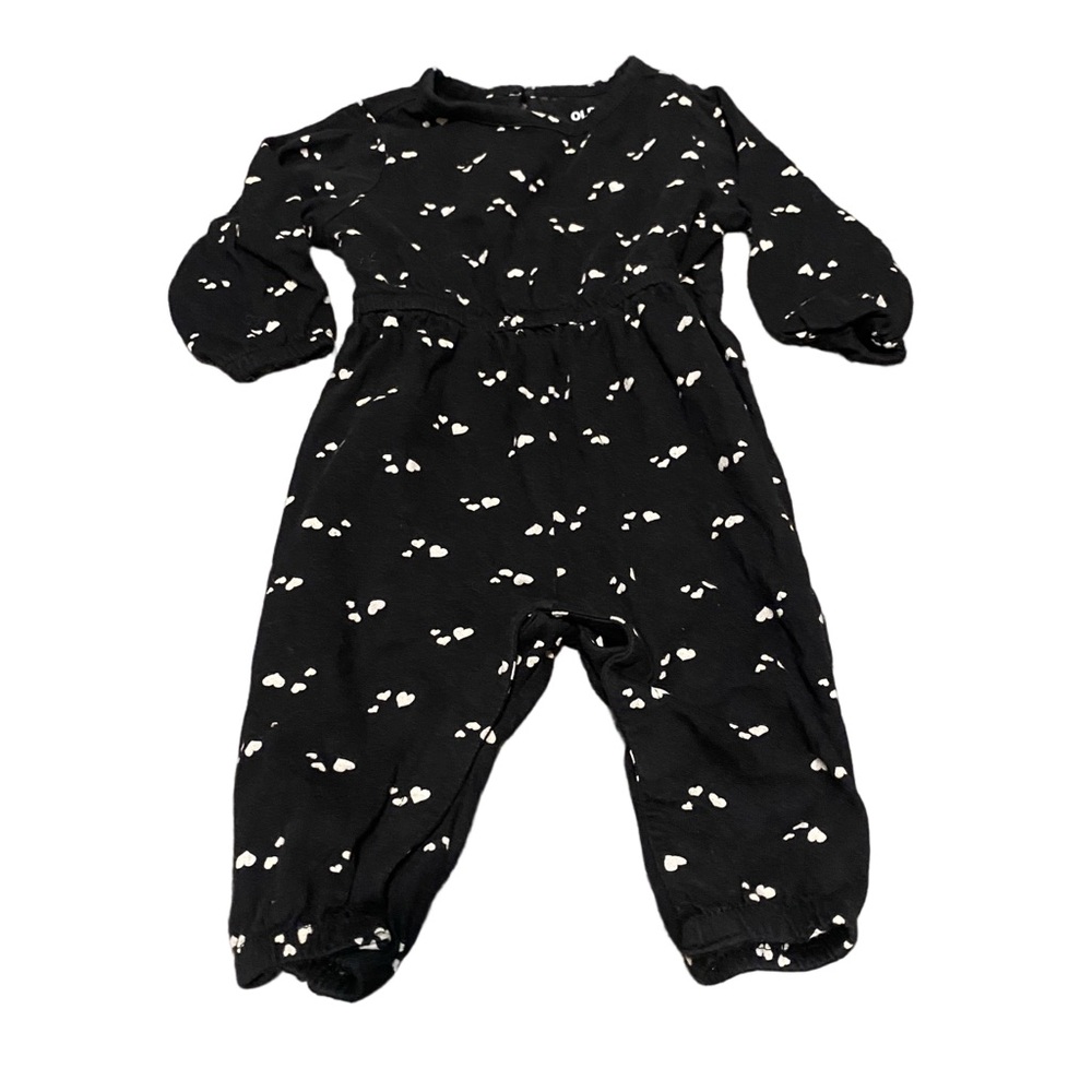 4/$20 Old Navy Babu Girls Romper 3-6 m Outfit Clothes Black White Hearts 🛑